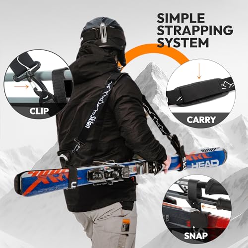 Sklon Ski Strap and Pole Carrier | Avoid the Struggle and Effortlessly Transport Your Ski Gear Everywhere You Go | Feature...
