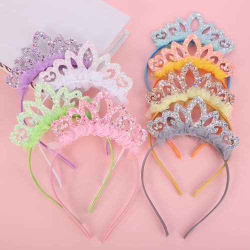 Zifengcer Birthday crown，8 Pack Princess Crown Headband, Glitter Sequin Crown Headband, Shiny Tiaras and Crowns Hair Acces...