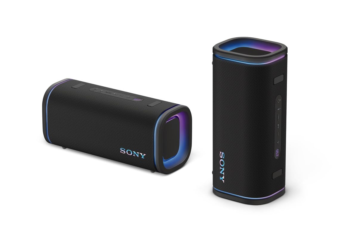 Sony ULT Field 5 Wireless Portable Bluetooth Speaker, IP67 Waterproof, Dustproof, and Rustproof with Enhanced Bass, 25 Hour Battery, 360° Party Light, and Shoulder Strap (SRSULT50B), Black