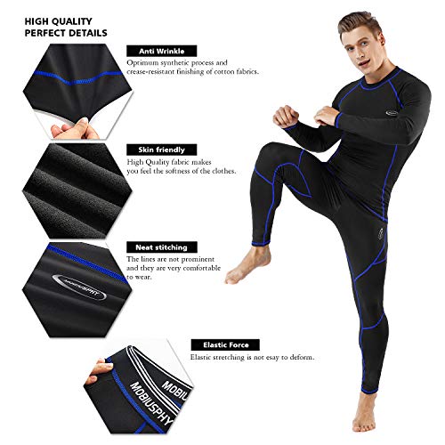 MOBIUSPHY Thermal Underwear for Men Sweatsuits Long Johns Set with Fleece Lined Base Layer Top Bottom