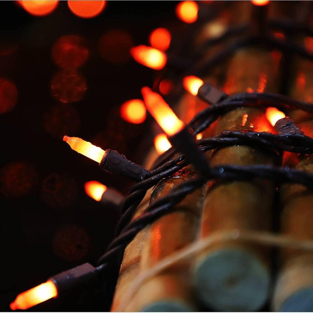 Lamphome Orange Halloween Light  100 Count 20Ft String Light 120V Ul Certified Orange String Lights  Plug In Brown Wire Fall Lights Waterproof For Spooky Thanksgiving Party Decor
