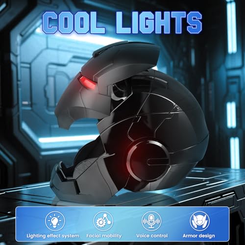 Iron Hero MK 5 Black Edition Helmet for Man – 1:1 Wearable Collectible with Voice, Touch & Remote Control, LED Eyes & Real...