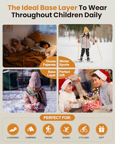 songcode Thermal Underwear for Kids long johns, Girls Thermal Underwear Set for Skiing, Kids Long Underwear Base Layer Winter