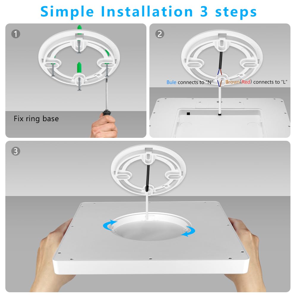 9Inch 18W Square Led Ceiling Light Fixtures Flush Mount  4000K Natural White Led Ceiling Lamp  Surface Mount Modern Ceiling Lights  Slim Flat Panel Lighting For Bedroom  Kitchen  Bathroom Etc.