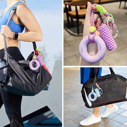 Silicone Grip Strengthener with Mini Foam Roller Keychain Bag Charm- Portable Hand Exerciser