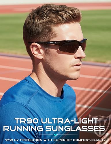 ATTCL Polarized Sunglasses Men Sports: Secure Fit Wrap Around TR90 Frame Ultra-Light UV Protection for Fishing Driving Golf