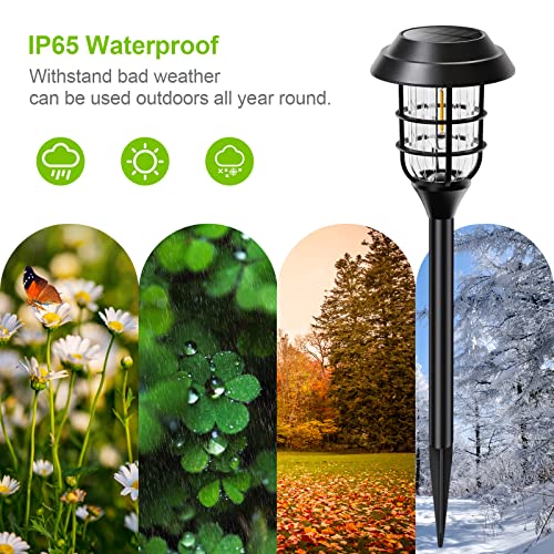 LETMY Solar Pathway Lights Outdoor, 8 Pack Bright Solar Lights Outdoor, IP66 Waterproof Auto On/Off Solar Garden Lights So...
