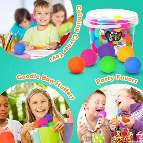 KLT Stress Balls Bulk for Kids and Adults: 32 Pack Mini Squishy Ball for Anxiety Relief - Color Changing Sensory Fidget To...