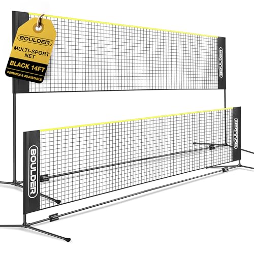 Boulder Portable Badminton Pickleball Net - Foldable/Extendable Poles for Multiple Sports Heights (UP to 5 ft) - Ideal for...