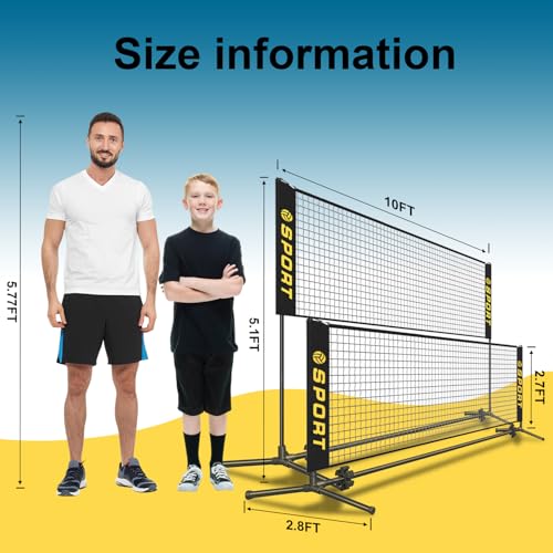 Furypiont 10 FT Mini Portable Volleyball Net Equipment Set with Rubber Volleyball,Pump and Potable Carry Bag.Adjustable He...