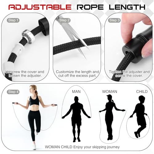Gemscream Weighted Jump Rope for Men and Women 1 LB Ball Bearing Rapid Speed Skipping Rope for Workout Fitness Exercise Al...