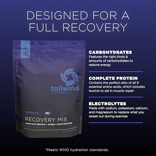 Tailwind Nutrition Recovery Mix, 20 Grams Complete Protein, Carbohydrates, and Electrolytes Powder Drink Mix for Post-Work...