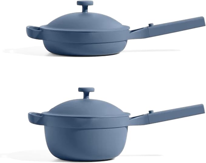 Our Place Mini Always Pan & Mini Perfect Pot Bundle | Multi-Functional Cookware Set Replaces 18 Pieces | Blue Salt