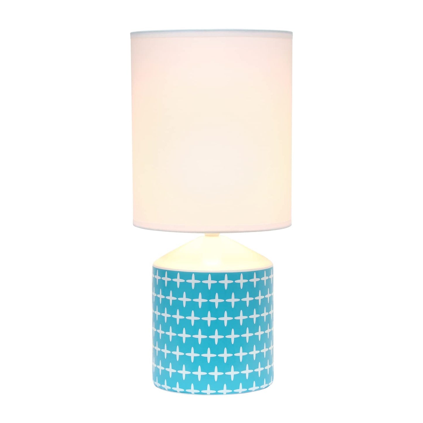 Simple Designs Table Lamp LT2077-CRS Ceramic Cross Pattern Blue 8.5inL x 8.5inW x 18.5inH