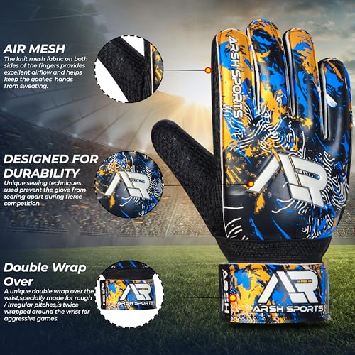 Arsh Sports Soccer Goalie Gloves, Football Goalkeeper Gloves for Kids Youth & Adult Strong Grip Finger Save 4mm Latex Fing...