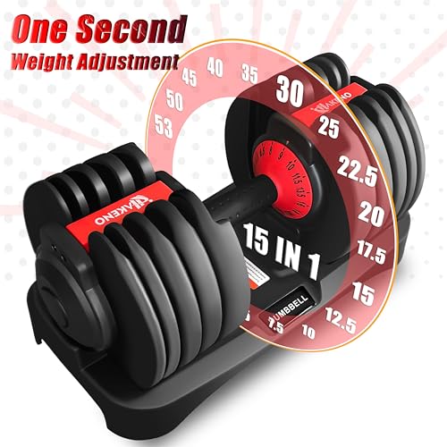 HAKENO 15 Weight in 1 Adjustable Dumbbell 53LB with Fast Automatic Adjustable and Weight Plate for Body Workout Home Gym （...