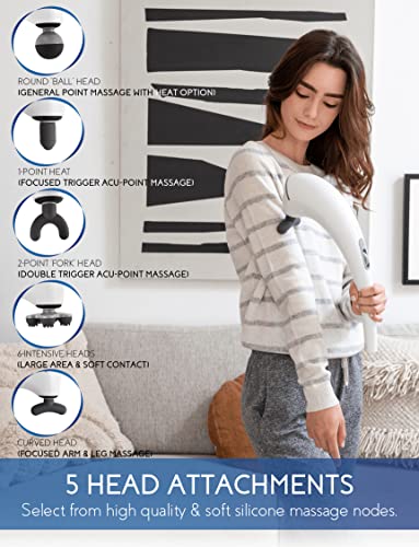Zyllion Handheld Back and Neck Massager - Cordless Rechargeable Electric Vibrating Deep Tissue Massage with Heat for Athle...