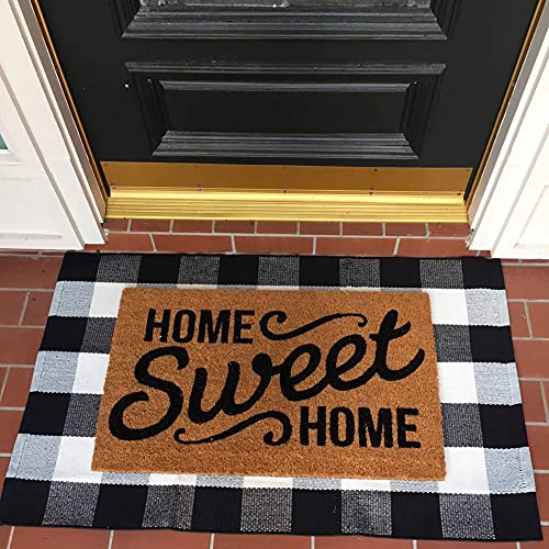 MUBIN Cotton Buffalo Plaid Rug 27.5 x 43 Inches Black and White Check Rugs Hand-Woven Indoor or Outdoor Rugs for Layered D...
