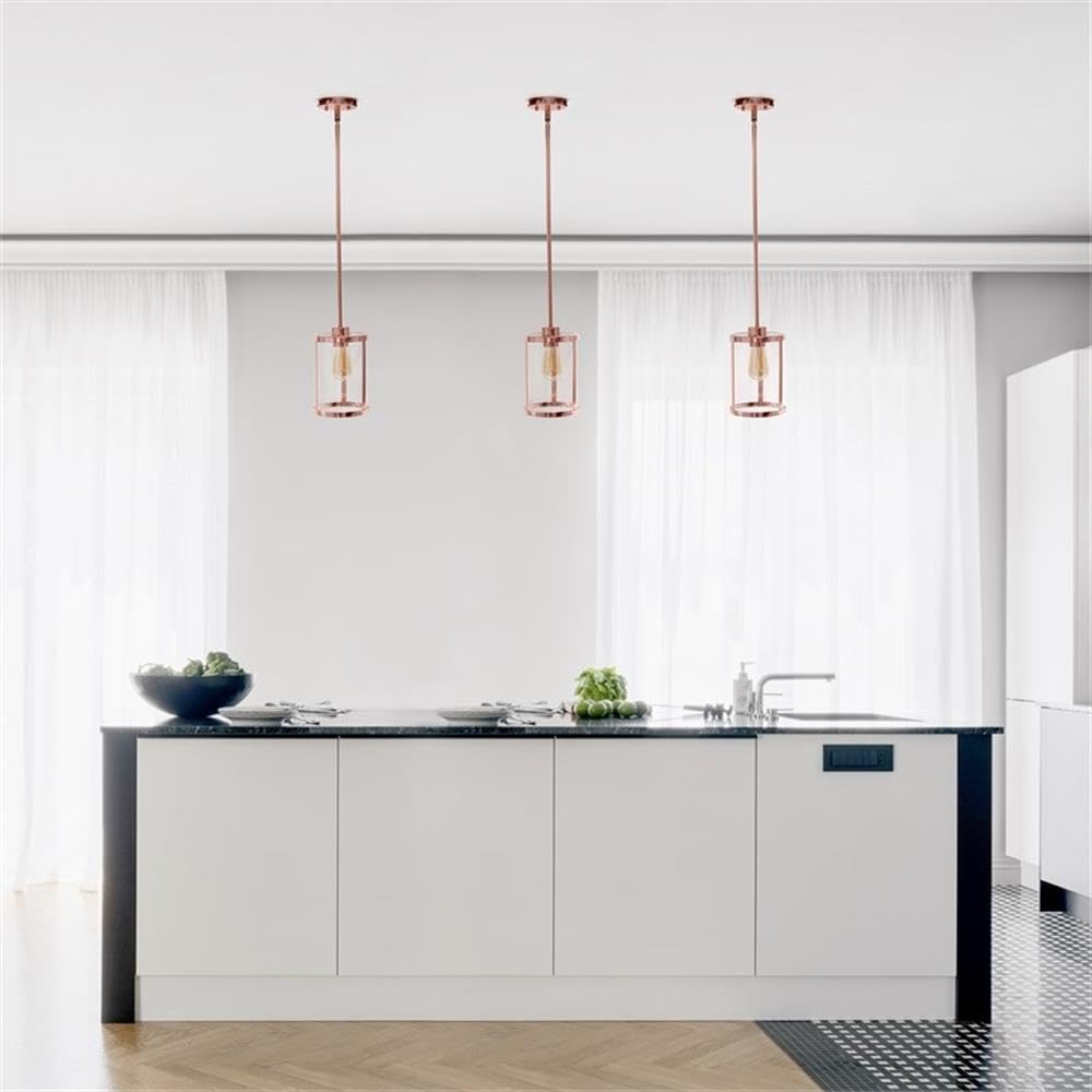 Lalia Home 1-Light Pendant Fixture, Clear Glass, Metal Accents, 9.25in Height, Rose Gold, Model 1270-LHP-3002-RG