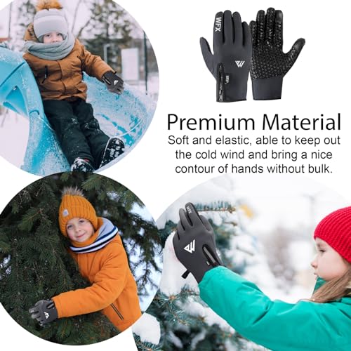 WESTWOOD FOX Cycling Gloves for Kids Thermal Winter Boy Girl Windproof Anti-Slip, Touchscreen Gloves with Palm Grip for Cy...