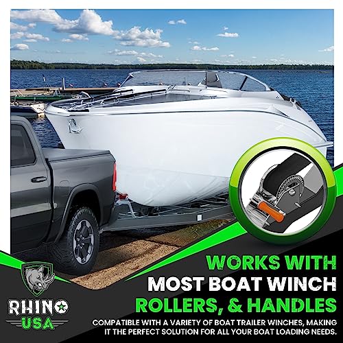 Rhino USA Boat Winch Strap with Hook (2" x 20') - 5,016lb Break Strength - Ultimate Replacement Boat Trailer Winch Straps ...