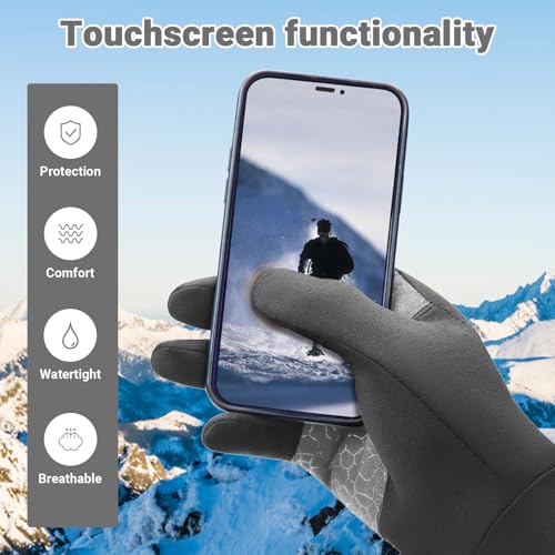 Running Gloves for Men and Women Winter Touch Screen Gloves Lightweight Thermal Liner Gloves with Anti Slip Silicone Palm ...
