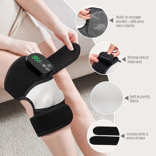 VIYACHY Knee Massager with Heat & Vibration, Heated Knee Brace for Relaxation, Cordless Electric Heating Pad for Knee, Elb...