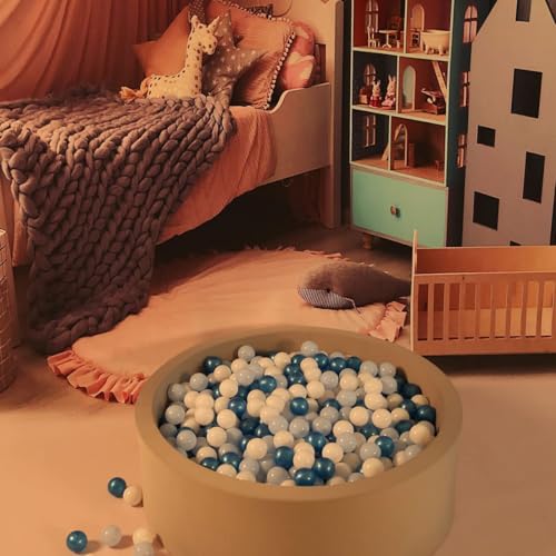 GOGOSO Ball Pit Balls for Toddler, Baby Plastic Playballs Kids Soft Pastel Pelotas Non-Toxic BPA-Free Pearl Blue+Light Blu...