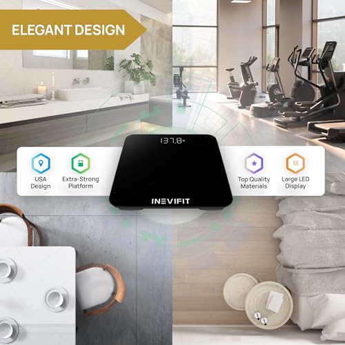 INEVIFIT Smart Bathroom Scale, Highly Accurate Bluetooth Digital Bathroom Body Weight Scale, Precisely Measures Weight & B...
