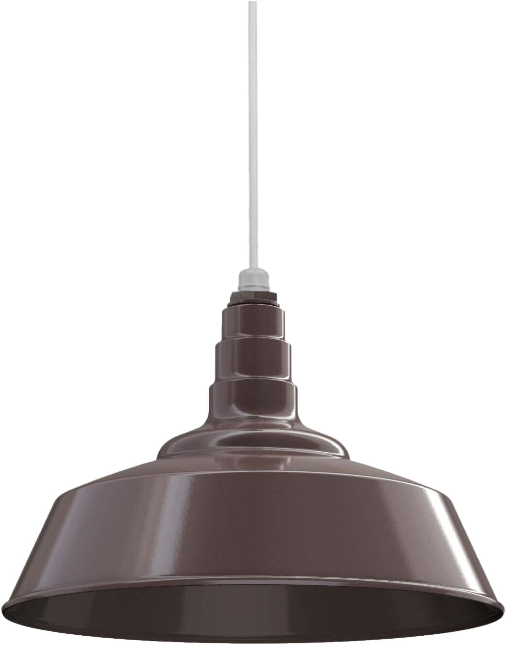 Steel Lighting Co. Manhattan Warehouse Light | Ceiling Mounted Pendant | 20 inch Dome | White Cord | Large Steel Barn Light Made in America | Dark Bronze Interior/Dark Bronze Exterior