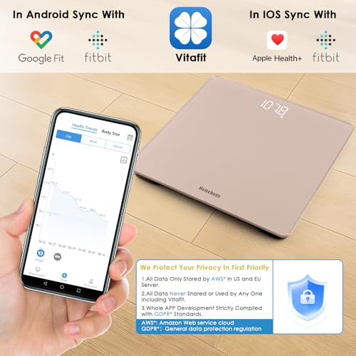 Homebuds Smart Scale for Body Weight, Precision 0.1lb by Our Professional Factory Since 2001, Digital Weight Scale Step-On...
