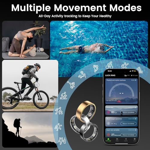 Smart Health Rings for Women Men, Fitness Tracker with Heart Rate, Blood Oxygen, HRV, Sleep Tracker, Step Tracker, No Subs...