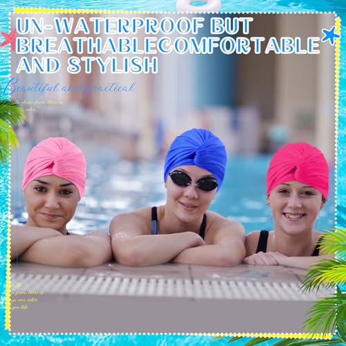 Shyyween Swim Caps for Women Polyester Turban Strong Non-Slip Swimming Hat Elastic Swimming Pool Cap for Long and Short Hair