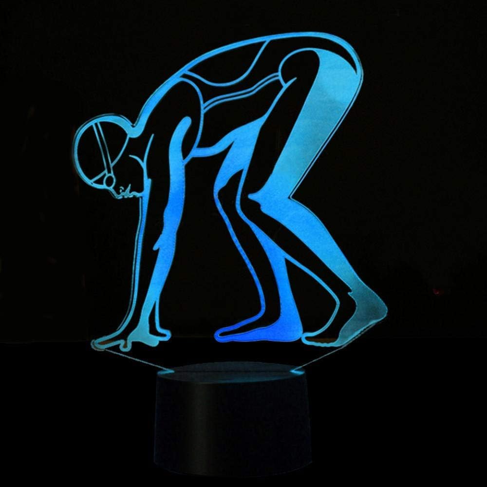 YTDZLTD 3D Sports Swimming Night Light with Remote Control, 16 Colors, Touch Switch, LED Table Lamp, Multi-Color Options