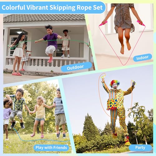 Erinnmy Kids Jump Rope,7.2 ft Colorful Outdoor Jump Ropes,Plastic Jumping Ropes,Adjustable Skipping Rope for Kids Party Fa...