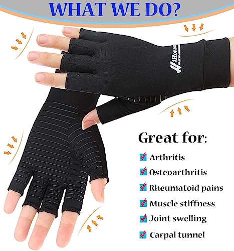 2 Pairs Copper Arthritis Gloves - Compression Gloves for Arthritis Pain Relief Rheumatoid Osteoarthritis Carpal Tunnel, Fi...