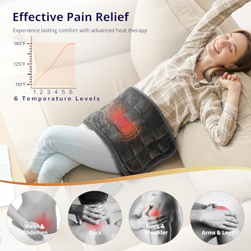 Heating Pad,Weighted Heating Pad with Massaging, 3 Heat,6 Massage, Electric Heating Pad for Back Pain Relief, 2H Auto Off,...