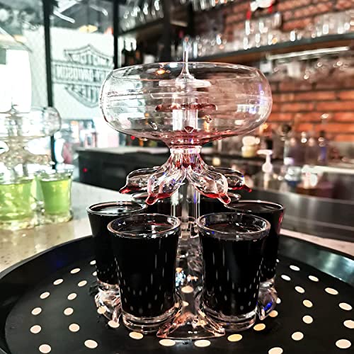 Zcvtbye Party Drink Shot Dispenser with 6 Shot Glasses Set - Acrylic Touchless Liquor Dispenser and Holder Shot Pourer for...