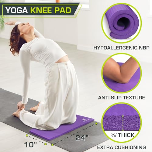 ProsourceFit Extra Thick Yoga Knee Pad and Elbow Cushion 15mm (5/8”) Fits Standard Mats for Pain Free Joints in Yoga, Pila...