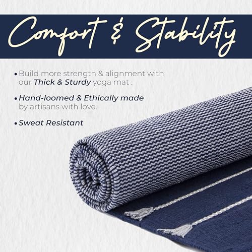 Y O Gayo Handmade Organic Yoga Mat made with 100% Organic Cotton Yoga Mat - Natural Yoga Rug for Exercise, Workout, & Fitn...