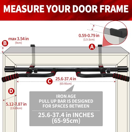IRON AGE Pull Up Bar for Doorway : 2025 New Pullup Bar - Industrial Grade Steel, Hang & Go Training, Multi-Grip Horizontal...