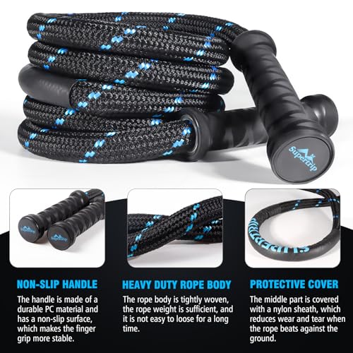 Supertrip Upgraded Weighted Jump Rope for Fitness Men Women Second Generation 360 Rotating Handles, 3.21LBS 3.38LBS 3.41LB...