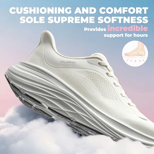 Vilanva Women's Walking Shoes Cushion Comfortable Running Tennis Shoes Non-Slip Workout Gym Athletic Breathable Fashion Sn...