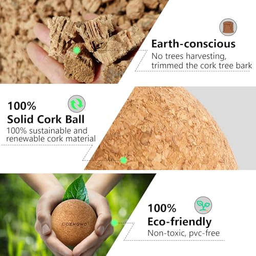 COENGWO Cork Massage Ball, Cork Myofascial Release Ball, Yoga Therapy Ball for Trigger Point Therapy, Muscle Knots, Deep T...