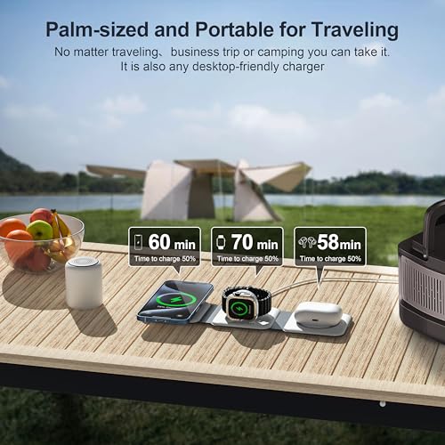 UCOMX 3 in 1 Charging Station for Multple Devices,Foldable 3 in 1 Wireless Charger for Travel,NANO Wireless Charging Stati...