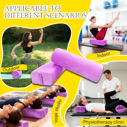 JZHLLA 2 PCS Yoga Bolster Pillow for Restorative Yoga, High Density Foam Meditation Bolster with Washable Velvet Cover and...