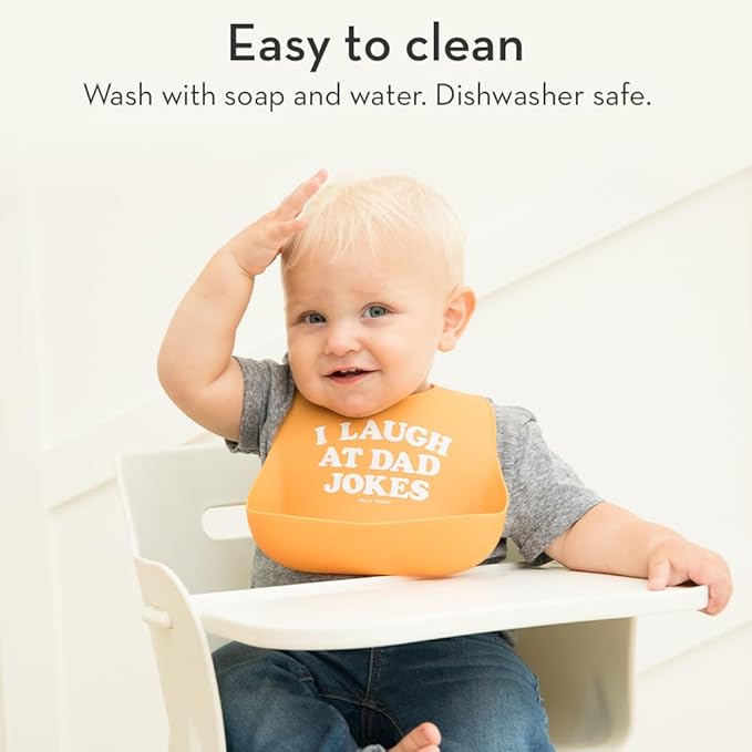 Baby Bib for Eating by Bella Tunno, Waterproof Silicone Bib with Large Food Catcher, Adjustable Fit for Babies 4-12 months & Toddlers 1-3 Years, Boys & Girls, Cheeks For Weeks