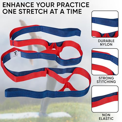10 Loops Yoga Stretching Strap for Physical Therapy, Dance, Flexibility and Gymnastics Stretch Strap Band with Loops Knee ...