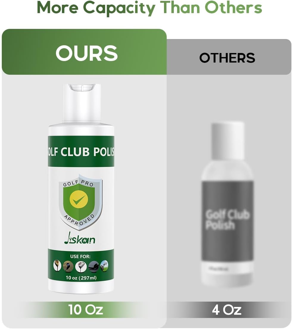 Pro Golf Club Polish, Golf Club Cleaner, Golf Club Scratch Remover Golf Club Rust Remover/Golf Club Cleaning Kit - 10 oz of Metal Polish Compound, Essentials Golf Accessories Golf Gifts for Men