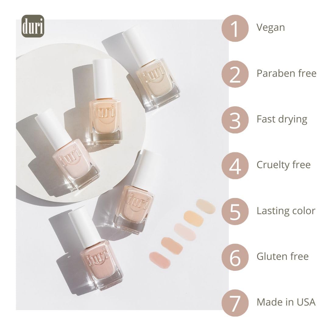 duri 4 Blank Nail Polish, Pure White, Ful Coverage, Quick Drying, Lasting, 0.45 Fl Oz